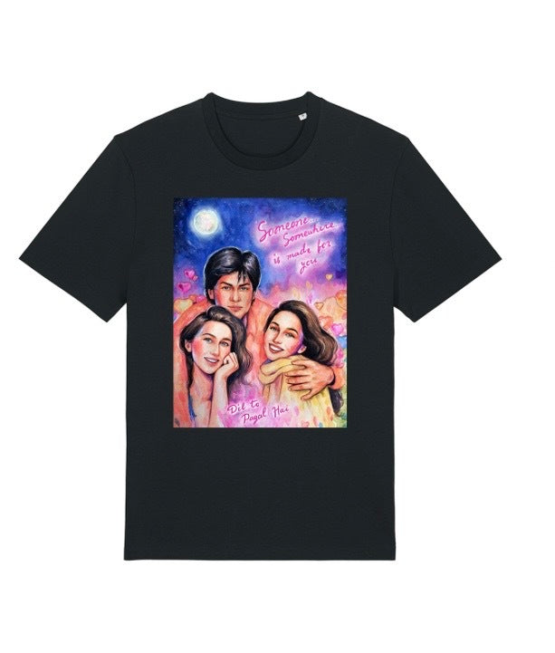 Dil To Pagal Hai | Valentine's Day Collection | Large Black T-shirt | Bollywood Classic Collection