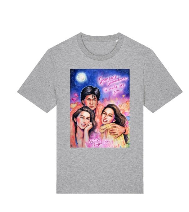 Dil To Pagal Hai | Valentine's Day Collection | Large Grey T-shirt | Bollywood Classic Collection